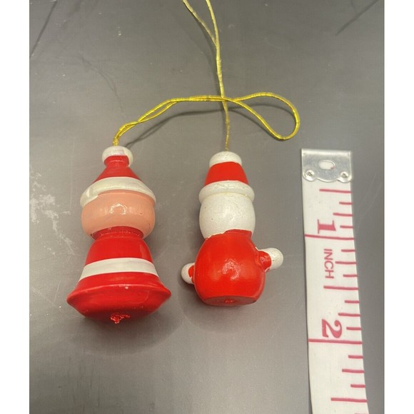 Vintage Wooden Santa Claus Christmas Miniature Ornaments - Picture 2 of 2